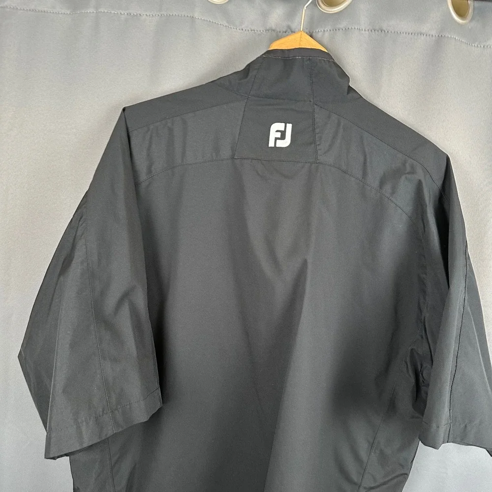 FootJoy DryJoys Mens XL Black Short Sleeve Quarter Zip Golf Windbreaker Pullover
